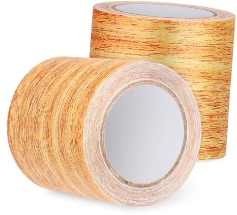 SEWACC 2 Stück Holzmaserung Reparaturband Selbstklebend PE Opp Komposit Klebefolie Holzoptik für Möbel Fußboden Laminat Reparatur Holztüren Kratzer Abdeckung