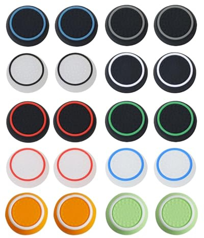 HUVZOR 20 Pezzi Grip Gommini joystick cap,Tappi Pulsanti in Silicone Copertura di Protezione,Game Controller compatibile Xbox/PS5 accessori cap Analogico