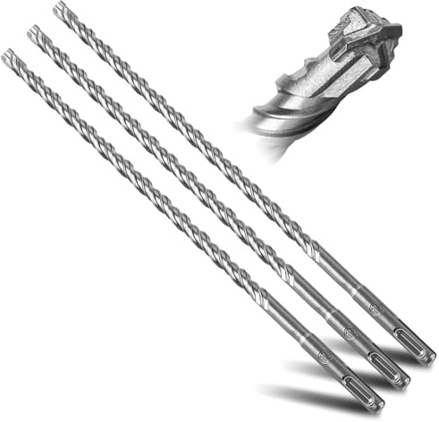 LOLYSIC 3 Stück SDS Plus Bohrer 10mm×310mm Steinbohrer 10mm Betonbohrer Hammerbohrer für Stein, Beton, Naturstein, Ziegelmauer Professional Zubehör Bohrhammer