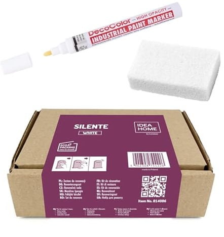 IDEA HOME SILENTE Kit de Rénovation pour Inscriptions de Pierre Tombale – Marqueur Blanc à l’Huile + Pierre Ponce – Restauration de Gravures