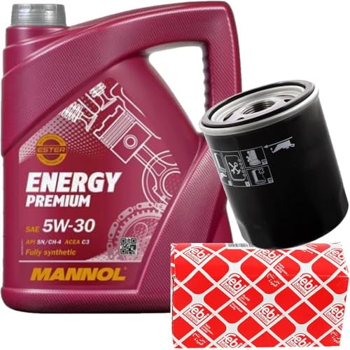 Febi Ölfilter+5L 5W30 Öl | 49661+SAE 5W-30 Energy passend für Adam Astra K Corsa E Mokka Insignia B