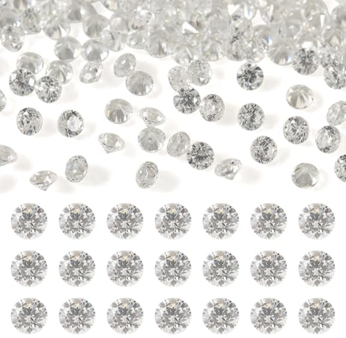 500Pcs Cubic Zirconia Stones 1.2mm Grade AAA Faceted CZ Diamond Rhinestone Gems Clear Pointed Back Crystal Diamond Gems for Nail Art Ring Earring Bracelet Jewelry Making