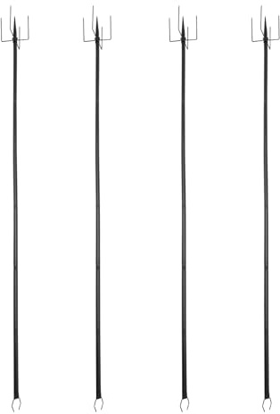 Tubisku Lot de 4 barres lumineuses de jardin en métal de 3 m avec crochets en forme de U pour éclairage de Noël, drapeaux, fêtes, mariages, etc., capacité de charge : 5 kg
