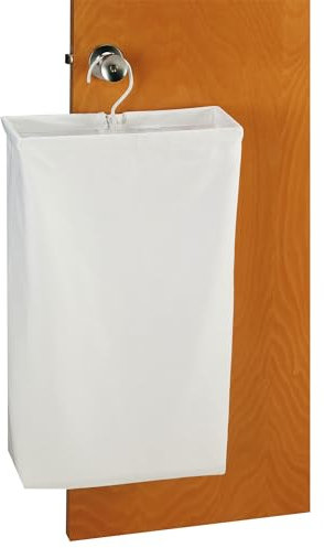 Household Essentials Hanging Cotton Canvas Laundry Hamper Bag,White,6 x 16 x 27 (Length x Width x Height)