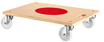 Möbelroller mit 18 mm starker Sperrholzplatte, Tragegriff und Rutschstopp, Kunststoffräder für Glatte Böden, Traglast bis 400 kg, Natur