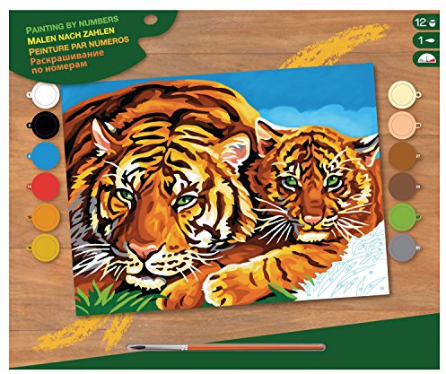 MAMMUT 8241039 - Malen nach Zahlen Senior, Tiger, Komplettset mit bedruckter Malvorlage im A3 Format, 12 Acrylfarben, Pinsel und Anleitung, großes Malset ab 10 Jahre