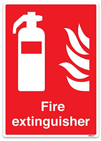 stika.co Fire Extinguisher Safety Sign | Durable Self-Adhesive Vinyl Sticker | Fire Action Safety Sign | A4 (297 x 210mm)