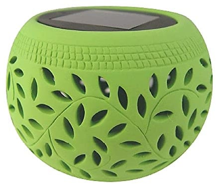 LED-Solar-Außen-Garten-Tisch-Windlicht Blume lindgrün, IP44, D: 13cm, H: 9,5cm, Dekorations-Stimmungs-Party-Boden-Treppen-Leuchte-Lampe