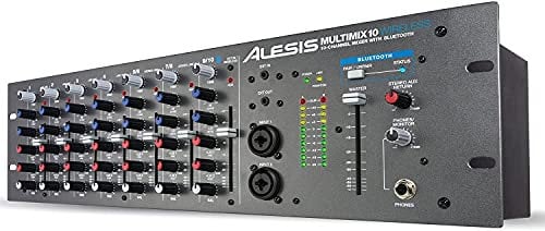 Alesis MultiMix 10 Wireless - Mezclador de audio de 10 canales con Capacidad Inalámbrica Bluetooth para Montar en Bastidor