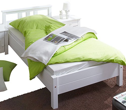 TiCAA Einzelbett Doppelbett Gästebett, Merci für Schlafzimmer, Kinderzimmer Kiefer Massivholz Bettgestell 90 x 200 cm
