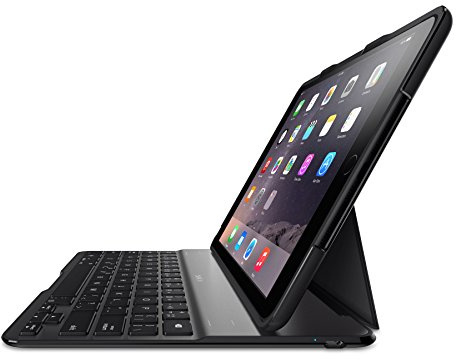 Belkin QODE Ultimate V2 Ultra Thin Lightweight 9.7in Keyboard Case for iPad Air 2 with Autowake, Dual Device Pairing, 264 Hours Battery - Black/Silver - F5L178EABLK