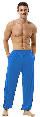 HOEREV Supermjuka Modal Spandex Haremsbyxor För Yoga Och Pilates,Sjöblått,M