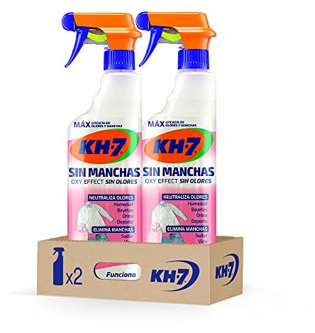 KH-7 Sin Manchas Sin Olores Oxy, Quitamanchas Prelavado para Ropa, Máxima Eficacia contra cualquier Mancha, Se aplica directo a la Mancha - Pulverizador 750ml, 2 unidades