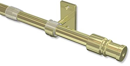 Interdeco Cafehausstangen/ausziehbare Scheibenstangen Messing farbig in 12 mm Ø, 55-85 cm