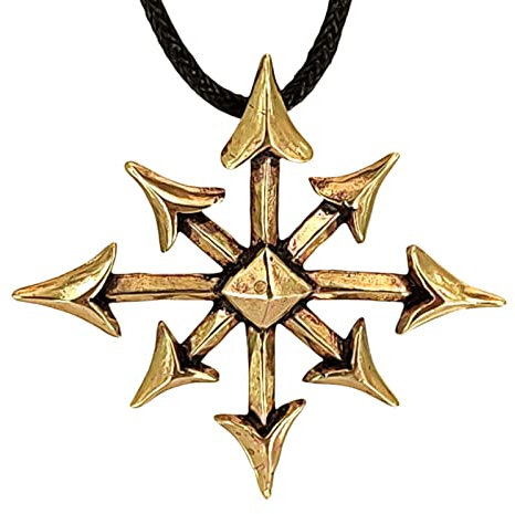 Kiss of Leather Chaosstern Anhänger aus Bronze mit Baumwollband Br.20