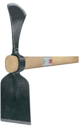 IDEAL Pionier Wiederhopfhacke mit Breitblatt | Eschenstiel 105 cm | gehärtet, geschmiedet | 2-in-1 Werkzeug mit Breitblatt-Hacke und Axt