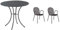 Tisch für den Außenbereich Pigalle Kiss Durchmesser 60 cm + 2 Sessel Ronda - aus verzinktem und pulverbeschichtetem Eisen - Farbe Antik Eisen Muster 22 - Produkt Made in Italy