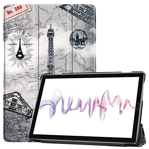 SATURCASE Funda protectora plegable de piel sintética con función de encendido y apagado automático para Huawei MediaPad M6 10.8 (KN-2)