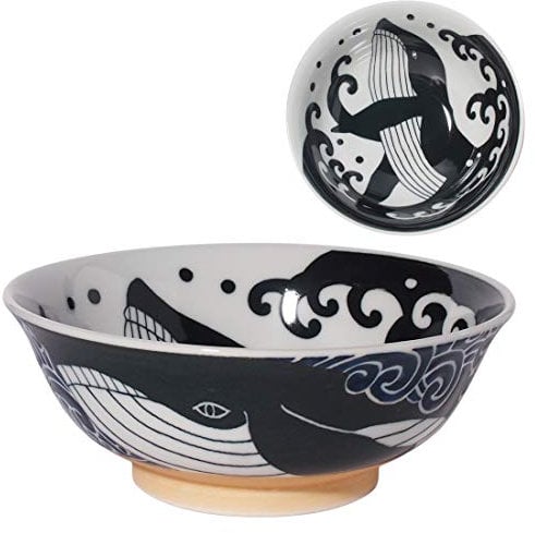 Minorutouki Mino ware Bol à nouilles blanc en forme de baleine 21 x 7,241 cm 600 ml Fabriqué au Japon