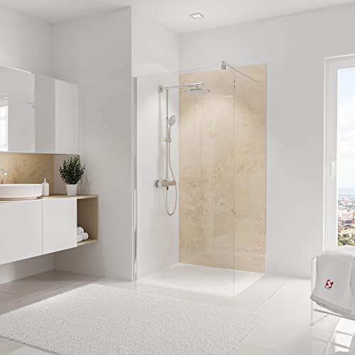 Schulte DecoDesign Hochglanz, Kalkstein-hell, 210 x 100 cm, Wandverkleidung als fugenfreier Fliesenersatz, EP19010213 704