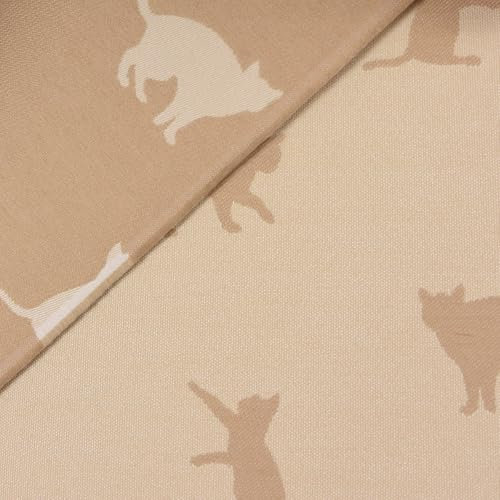 SCHÖNER LEBEN. Dekostoff Plaidstoff Wendestoff Cats Cosy Katzen Sand beige 1,40m