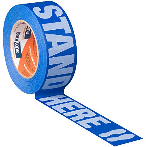 Shurtape CP 27P Bodenmarkierungsband für mehrere Oberflächen, Stand-Here bedruckt, blau (105156), 48 mm x 55 m, über 100 pro Rolle