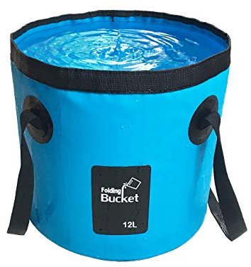 Cubo Plegable, 12L y 20L Cubo de Pesca Plegable Portátil Multifuncional - Cubo Plegable para Lavabo - Contenedor de Agua para Pesca-Camping-Jardinería (12L, Azul)