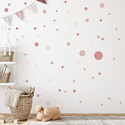 WANDKIND Kreise Set 120 Stück Wandtattoo für Babyzimmer V283 Aufkleber Sticker Kreis Wandaufkleber Kinderzimmer Punkte Dots Klebepunkte in verschiedenen Farben (Altrosa)