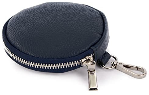 modamoda de P10 / P08 Damen Leder Rauleder Geldbörse Münzgeldbörse Taschenanhänger ø 11,5 cm handmade in Italy, Farbe:Dunkelblau