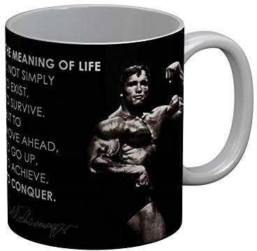 French Unicorn Tasse Arnold Schwarzenegger inspirierendes Zitat The Meaning of Life Englisch