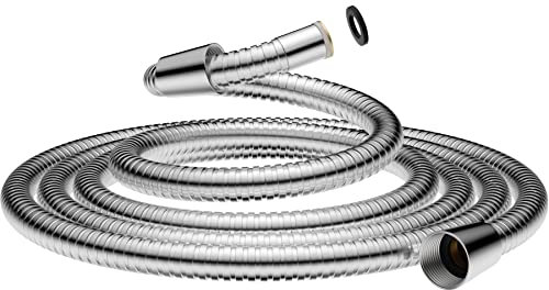 Hibbent 16mm (Outer)/10mm(Inner) Large Bore Shower Hose 2m(78) -Supper Low Water Pressure Boosting Shower Hoses with Chrome, Universal Anti-Kink and Leak-Proof (2M)