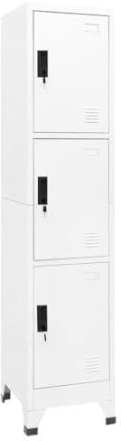 vidaXL Armoire à Casiers Classeur Meuble de Rangement d'Equipements de Sport Produits de Nettoyage Intérieur Bureau Blanc 38x45x180 cm Acier