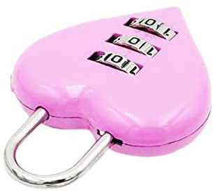 Altsuceser Mini-Code-Schloss, Mini-Herz-Passwortschloss, kleines Metall-Herz-Vorhängeschloss, 3-stelliges Code-Zahlenschloss für Reisetaschen, Koffer, Schließfächer, Rucksäcke, Schmuckboxen, Rosa