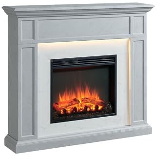 RICHEN camino elettrico Arthur | Caminetto elettrico da terra | Effetto fiamma 3D | Riscaldamento elettrico 2000W, luce LED | Focolare elettrico con telecomando, termostato, timer | Grigio e marmo