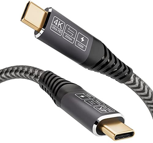 CAKOBLE USB C Kabel auf USB C 0.5M, USB 3.2 Gen2 Typ C ladekabel, 20 Gbps Datenübertragung, 100W 20V/5A Schnellladekabel,4K @ 60Hz Videoübertragung für Laptop, Mobiltelefon, USB-C-Geräte.