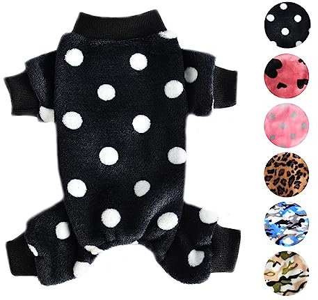 Dog Pajamas for Small Dogs Girl Boy Winter Onesies Pjs Cold Weather Puppy 4 Legged Sweater Clothes for Chihuahua Yorkie Teacup Jumpsuit Cute Pet Outfits Apparel Coats (Small, Polka Dot 1)