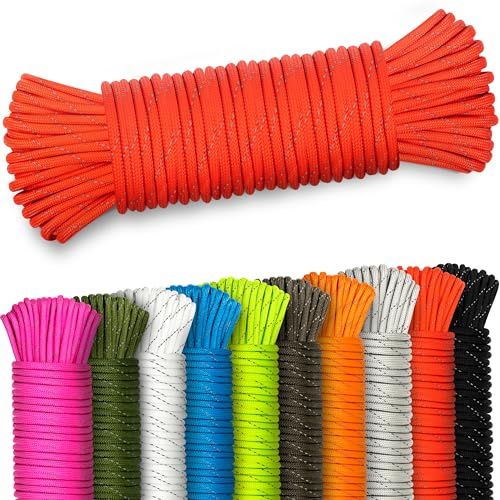 NEU AMZoutdoor® 4mm reflektierendes Paracord 550 Schnur | Reflektierende Paracord Schnur | Outdoor Ausrüstung | Outdoor Camping | Paracord Schnüre (Rot reflektierend, 10 Meter)