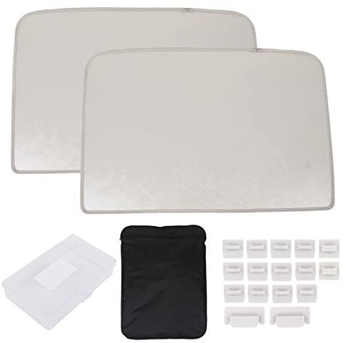 Parasol de Techo de Vidrio para Model Y 2021-2023, Parasoles de Techo de Vidrio Delantero Y Trasero, Reemplazo de Ventana de Aislamiento Térmico de Techo de Parasol (Beige)