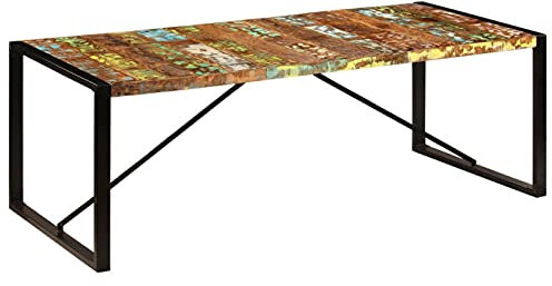 Homgoday Esstisch Küchentisch Esszimmertisch Speisetisch Holztisch Tisch für Wohnzimmer Esszimmer Küche Esszimmermöbel 220x100x75 cm Altholz Massiv