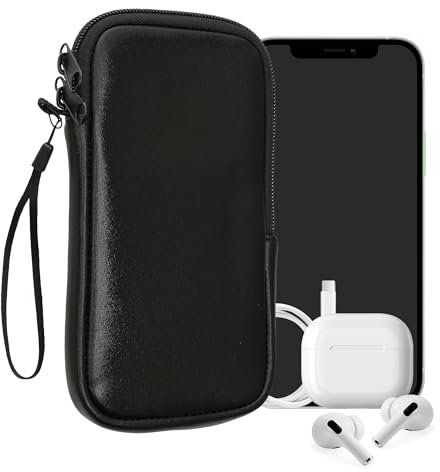 kwmobile Handytasche für Smartphones L - 6,5 - Neopren Handy Hülle Metallic Schwarz - Handy Tasche 16,5 x 8,9 cm Innenmaße