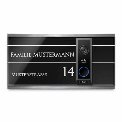 Hochwertiges Klingelschild für Eufy Dual E340 Video Türklingel - personalisiertes Namensschild aus Edelstahl und Acrylglas | hochwertiges Funkklingel Zubehör