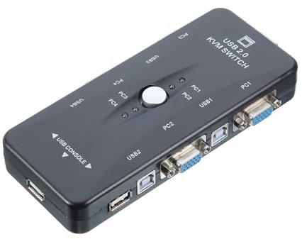 sourcing map KVM 4-Port to VGA Switch Adapter ABS KVM Computer Switch External HD Device for Monitor, Keyboard, Mouse