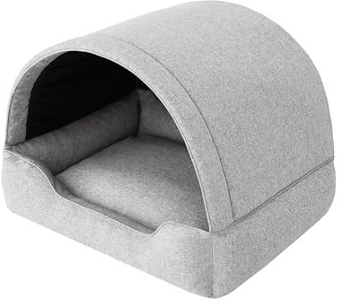 Höhle Hundebett, Hundehöhle mit versteiftem Dach, Hundehütte mit weicher Matratze. Schlafplatz für Haustiere mit schützendem Baldachin, Hundehütte aus Stoff, Sofa und Hundekissen in einem