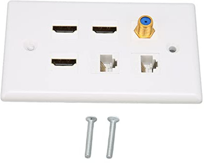 Ethernet Wall Socket 6 Ports Faceplate, HD Multimedia Interface Wall Plate, Easy to Fix, for Cat5, Cat5e and Cat6 cables
