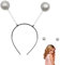 Glitzer Alien Haarreif in silber | mit 2 runden Schwingenden Bällen Glitzer Disco Bälle Kugeln Kopfschmuck Accessoire Deko für Halloween, Fasching, Mottoparty, Haarschmuck für Damen Herren Kinder