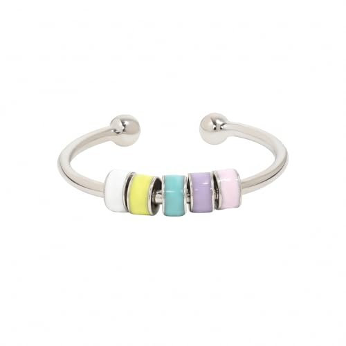 Loomify Anti Stress Ring Verstellbarer Damen Angst Ring 925 Silber Frauen Ringe Farbenfroher Harz Tropfen Anxiety Ring, Fidget-Ring für Freundin Frau Mutter Tochter Freund