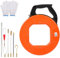 MaxAwe 30M Kabeleinziehhilfe, 4mm Einziehspirale, Einziehfeder, Polyester Zugdraht für Leerrohre mit 6 Adapter und Handschuhe, Fiberglas Fish Tape Einziehhilfe, Kabelziehhilfe mit GehäUse