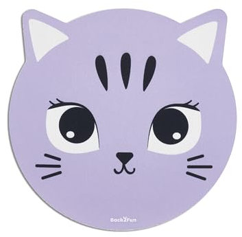 Back2Fun - Tapis de souris, Antidérapant, Accessoire de bureau taille 216 x 200 mm, Matériau polyester pour un glissement fluide, Base en caoutchouc pour une prise ferme, Design chat