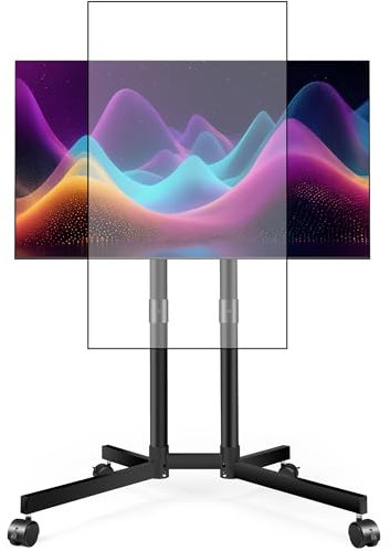 La Jaco Mobiler TV-Wagen für 81,3 - 190,5 cm (32 - 75 Zoll) Bildschirme, rollbarer Ständer mit neigbarer und drehbarer Halterung, verstellbar von Hoch- bis Querformat, 132 cm (52 Zoll) feste Höhe,