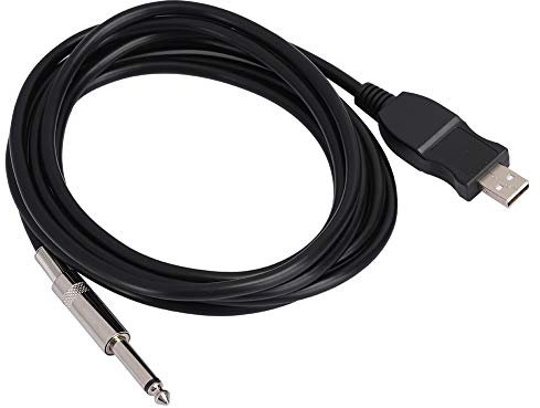 MUNEFE USB Guitar Cable, 118.1in, USB A Male to 6.35mm TS Mono, For Electric Guitar to Computer/Amplifier/Speaker